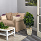3.5' Schefflera Artificial Tree, Country White Planter, Real Touch