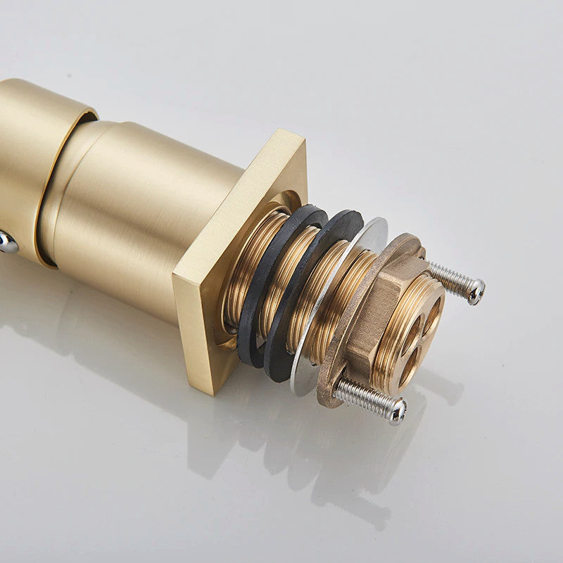 Brushed Gold Solid Brass Deck Mounted Bathroom Sink Faucet