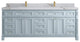 Paris 84" Double Sink Bathroom Vanity, Blue Heather 2" Calacatta Gold