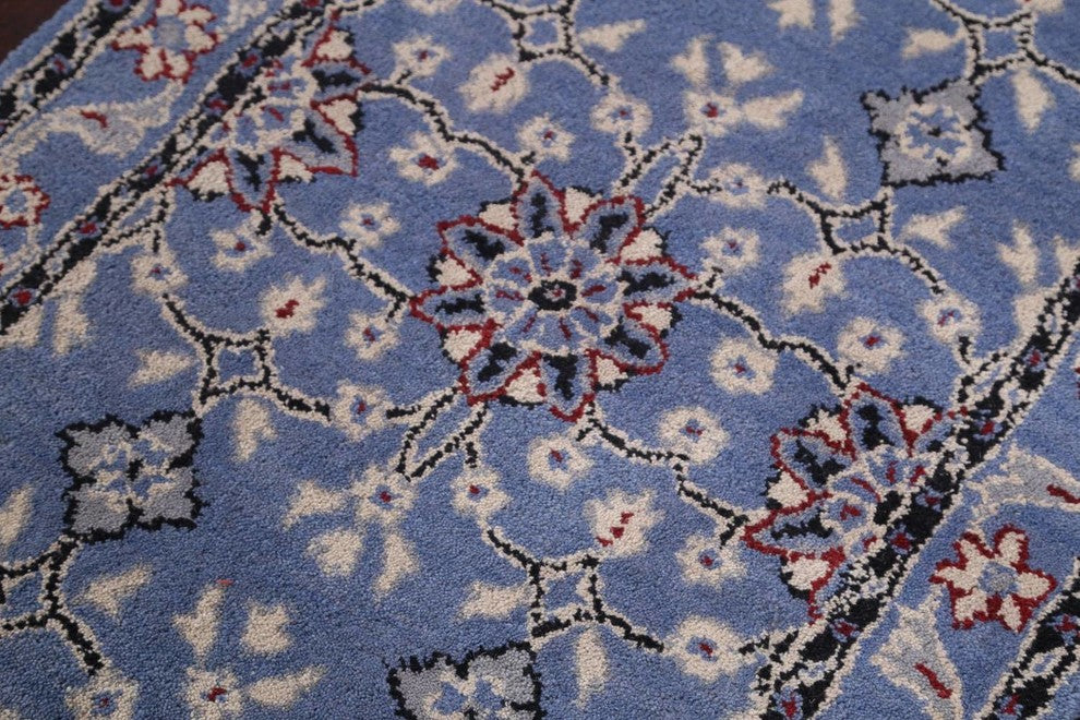 Oushak Hand Tufted Medallion Oriental Bordered Area Rug, Blue, 8x10'