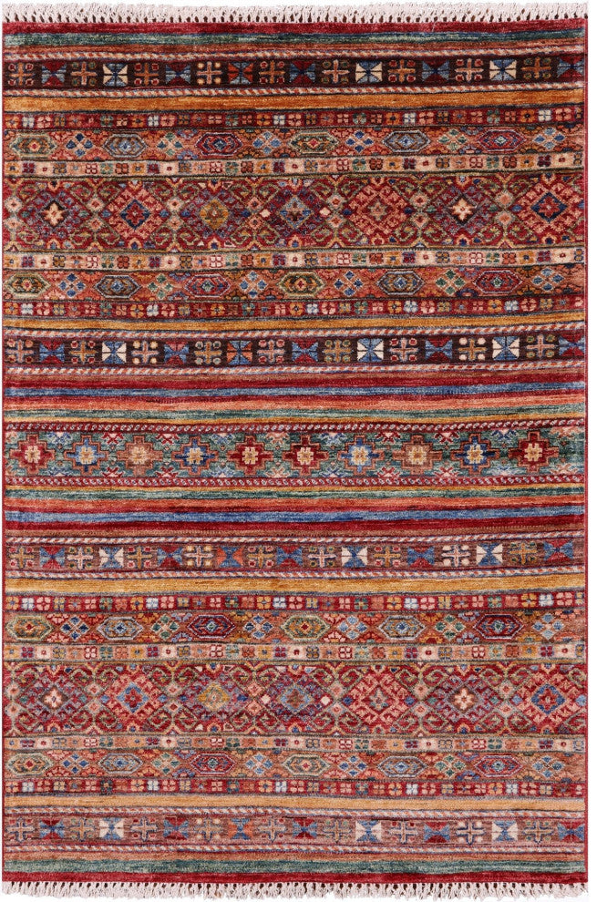 Super Kazak Khorjin Handmade Rug 3' 11" X 5' 9" Q10461
