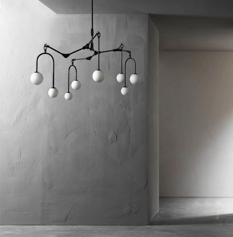 Airole | Creative Glass Chandelier for Living Room, Black, 8 Lights
