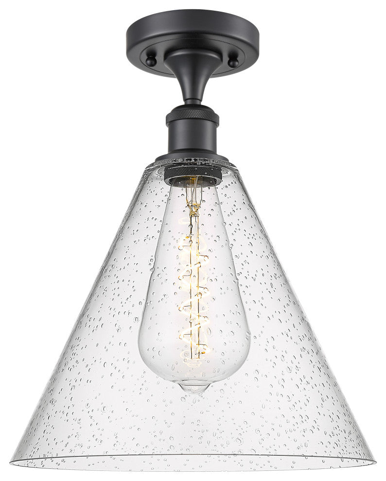 Innovations 516-1C-BK-GBC-124-LED 1 Light Semi-Flush Mount, Matte Black
