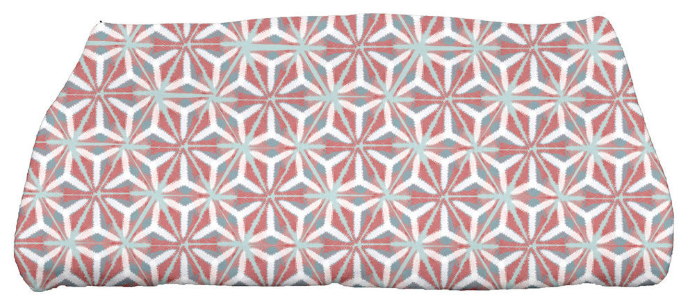 Water Mosaic, Geometric Print Bath Towel, Coral