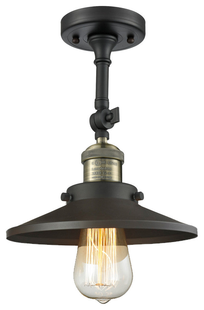 Railroad 1-Light Semi-Flush Mount, Black Antique Brass