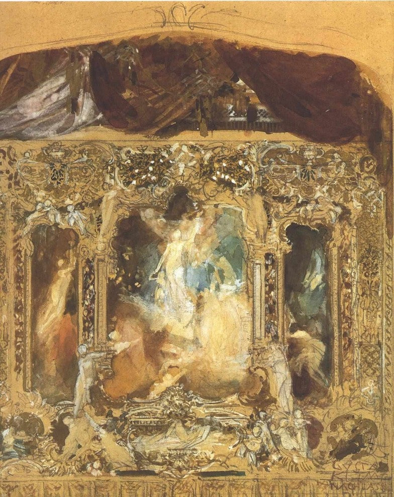 Gustav Klimt Design for a Theater Curtain, 20"x25" Gallery Wrapped Canvas