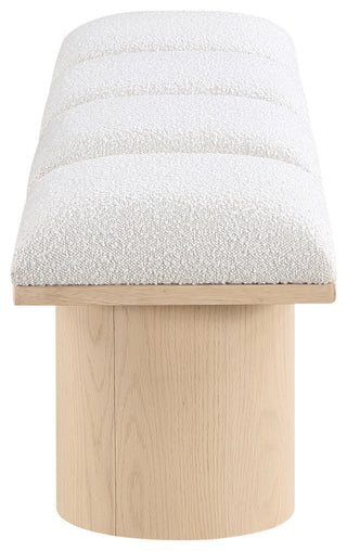 Pavilion Boucle Fabric Upholstered 4-Piece Modular Bench, Cream, Natural Finish