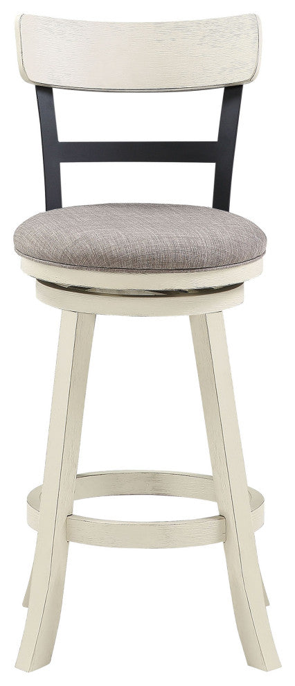 Riverside White High Back Wood and Metal Bar Stool, 42.5 in.
