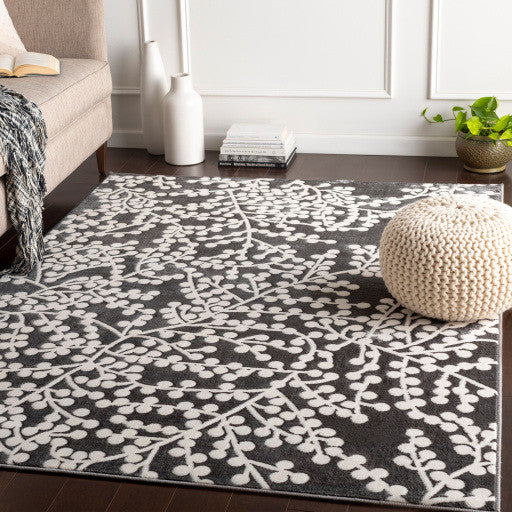 Surya Rabat RBT-2311 5'3"x7'3" Rug, Charcoal/White