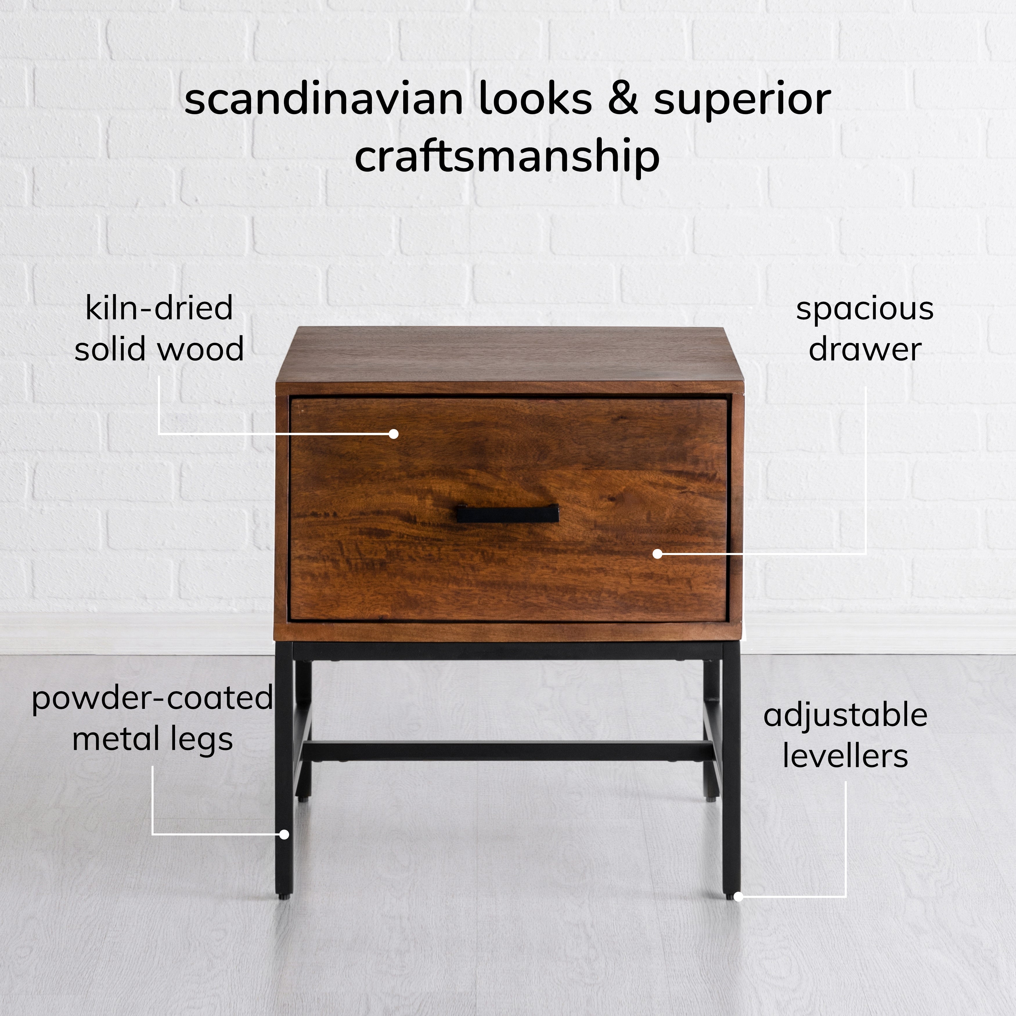 Eden Night Stand Table, Walnut