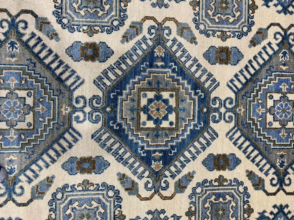 Ivory / SILVER Traditional Classic Kazak Collection Area Rug