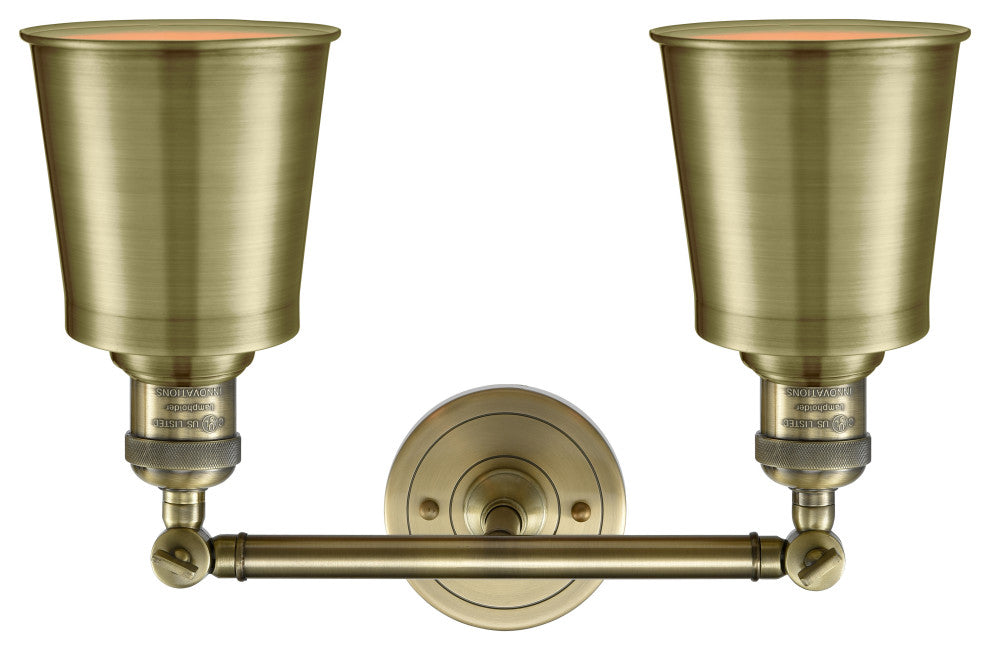 2-Light Addison 16" Bath Fixture, Antique Brass, Shade: Antique Brass