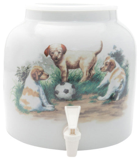 Goldwell Designs Puppies & Ball Design Water Dispenser Crock