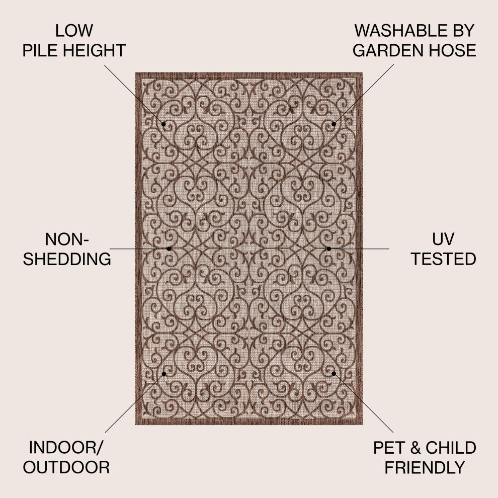 Madrid Vintage Filigree Textured Weave Indoor/Outdoor Area Rug