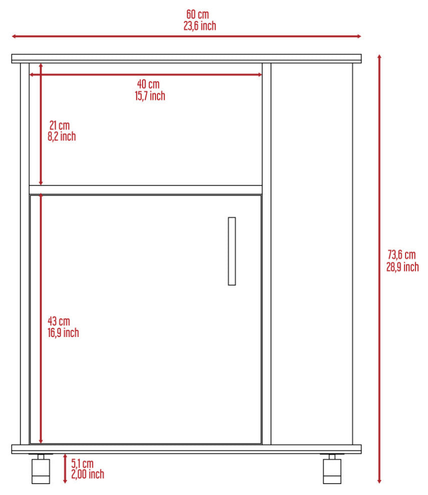Clayton Microwave Cabinet with 3 Open Shelves, Cabinet, and Caster Wheels, White