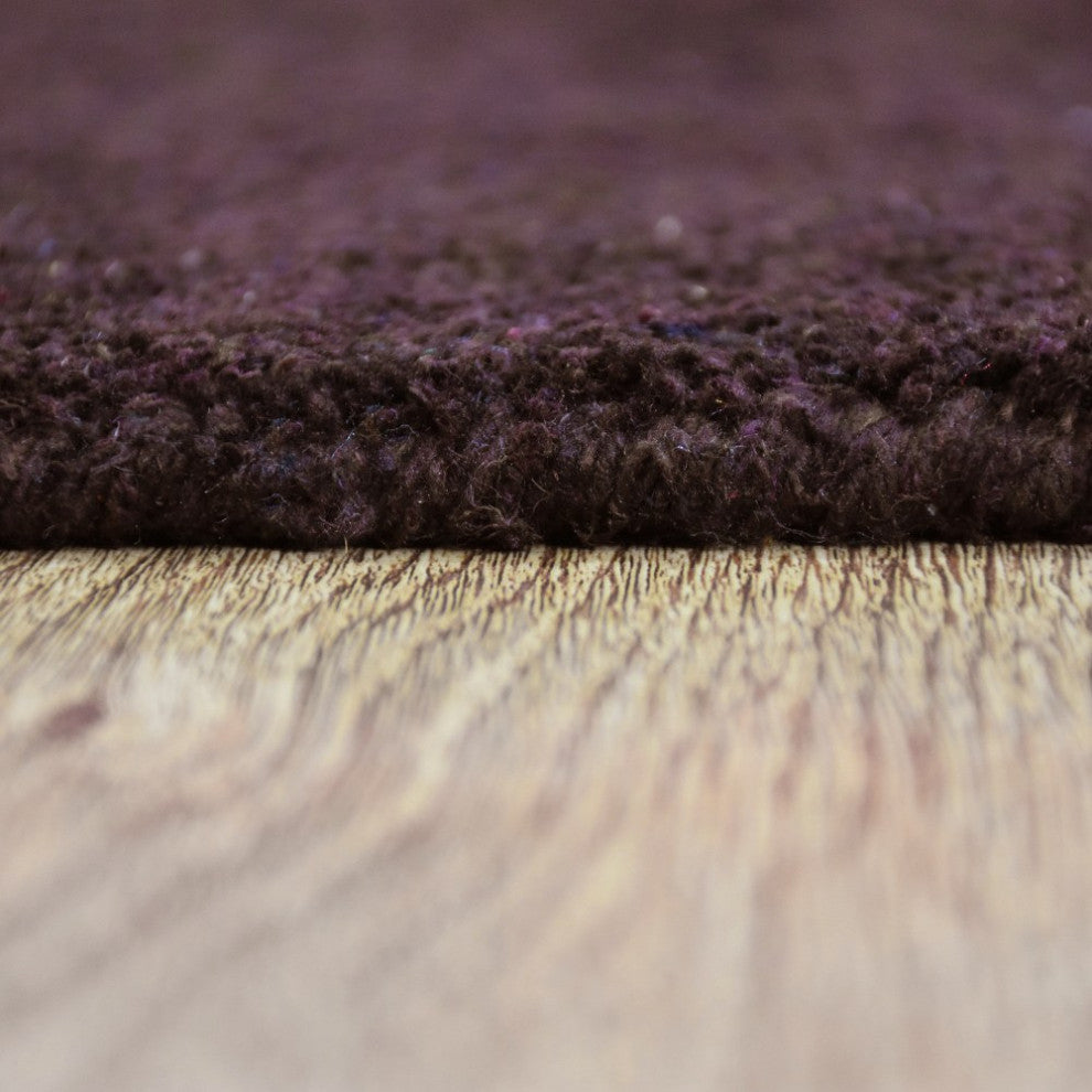 Hand Knotted Loom Silk Mix Area Rug Solid Brown, [Runner] 2'8''x12'