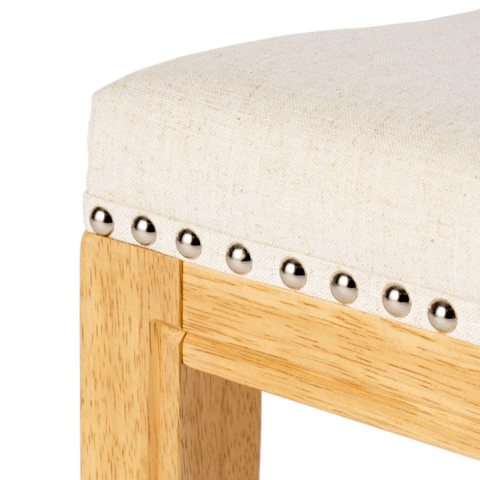 GDF Studio Jaeden Contemporary Studded Backless Stools, Set of 2, Beige Fabric Counter Height