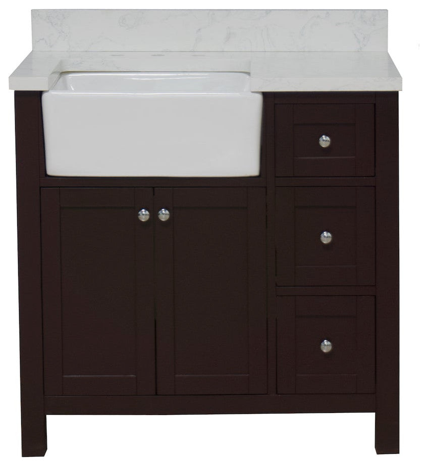 Yorkshire 36" Bathroom Vanity, Chocolate, Engineered Marble