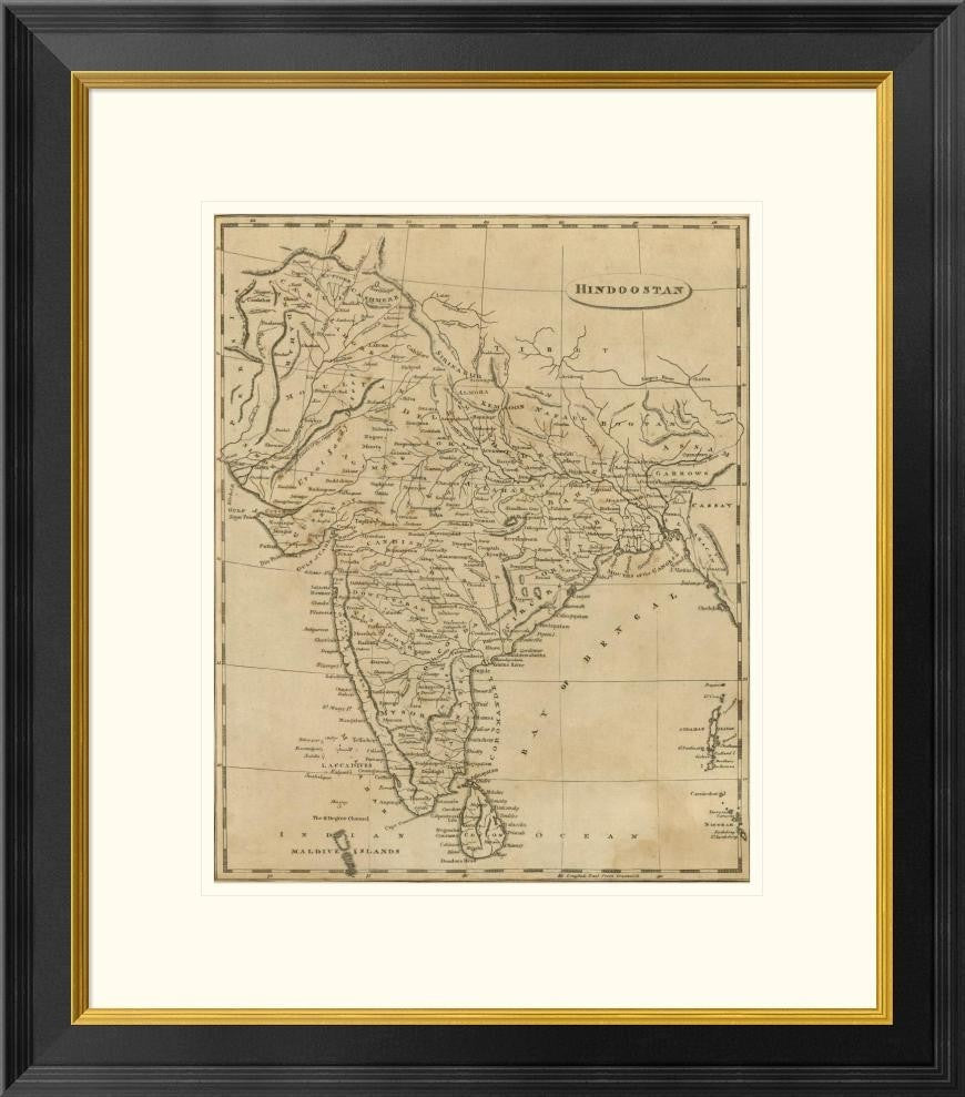 "Hindoostan, 1812" Framed Digital Print by Aaron Arrowsmith, 23x26"