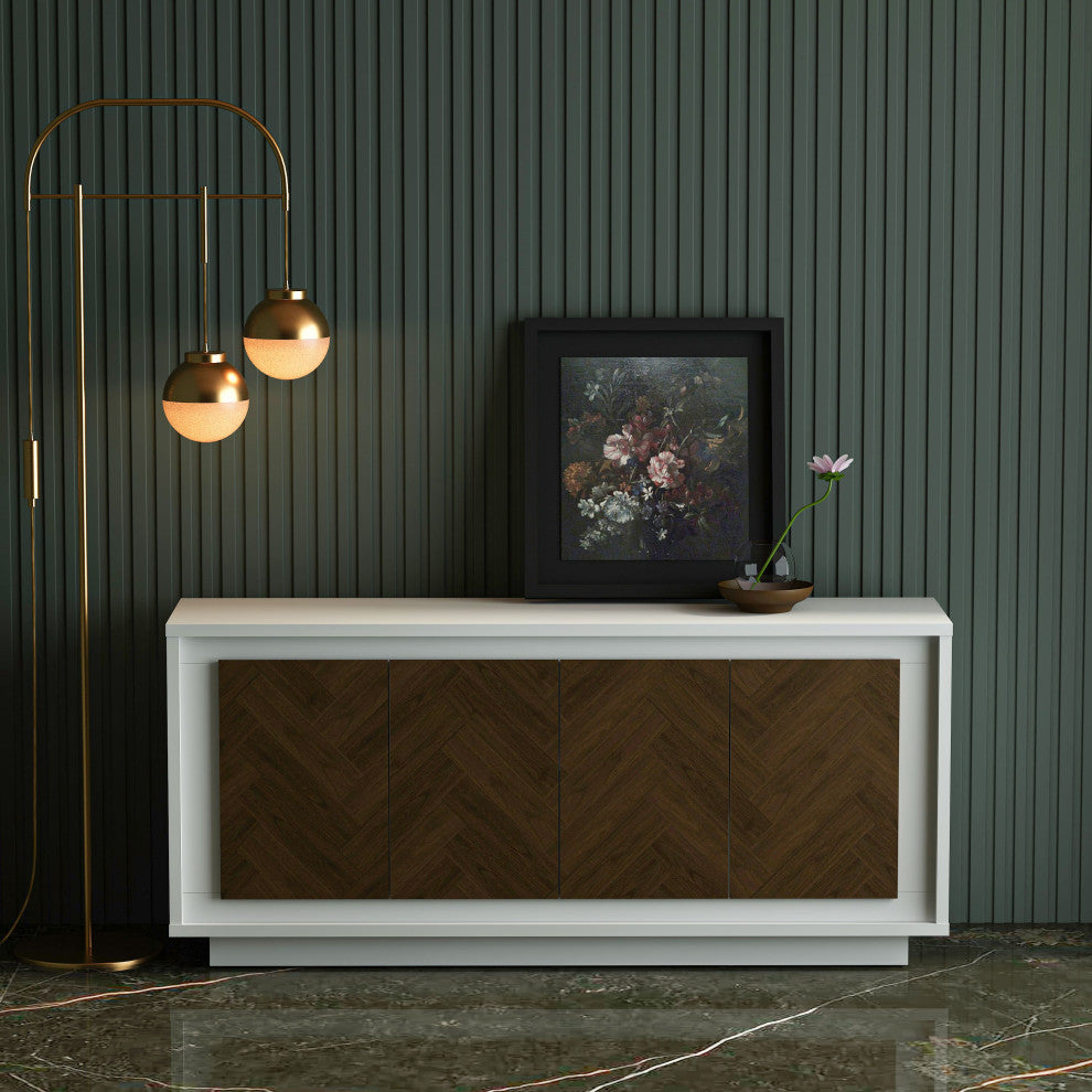 Paraggi Sideboard, White and Mahogany