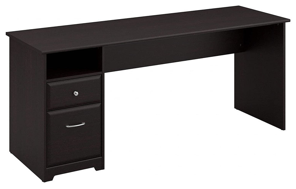 Classic Desk, Rectangular Top With File Drawer & Extra Open Cubby, Espresso Oak