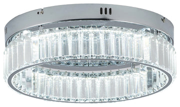 1-Light Chrome Dimmable LED Flush Mount With Clear Crystals