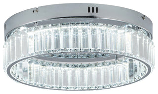 1-Light Chrome Dimmable LED Flush Mount With Clear Crystals