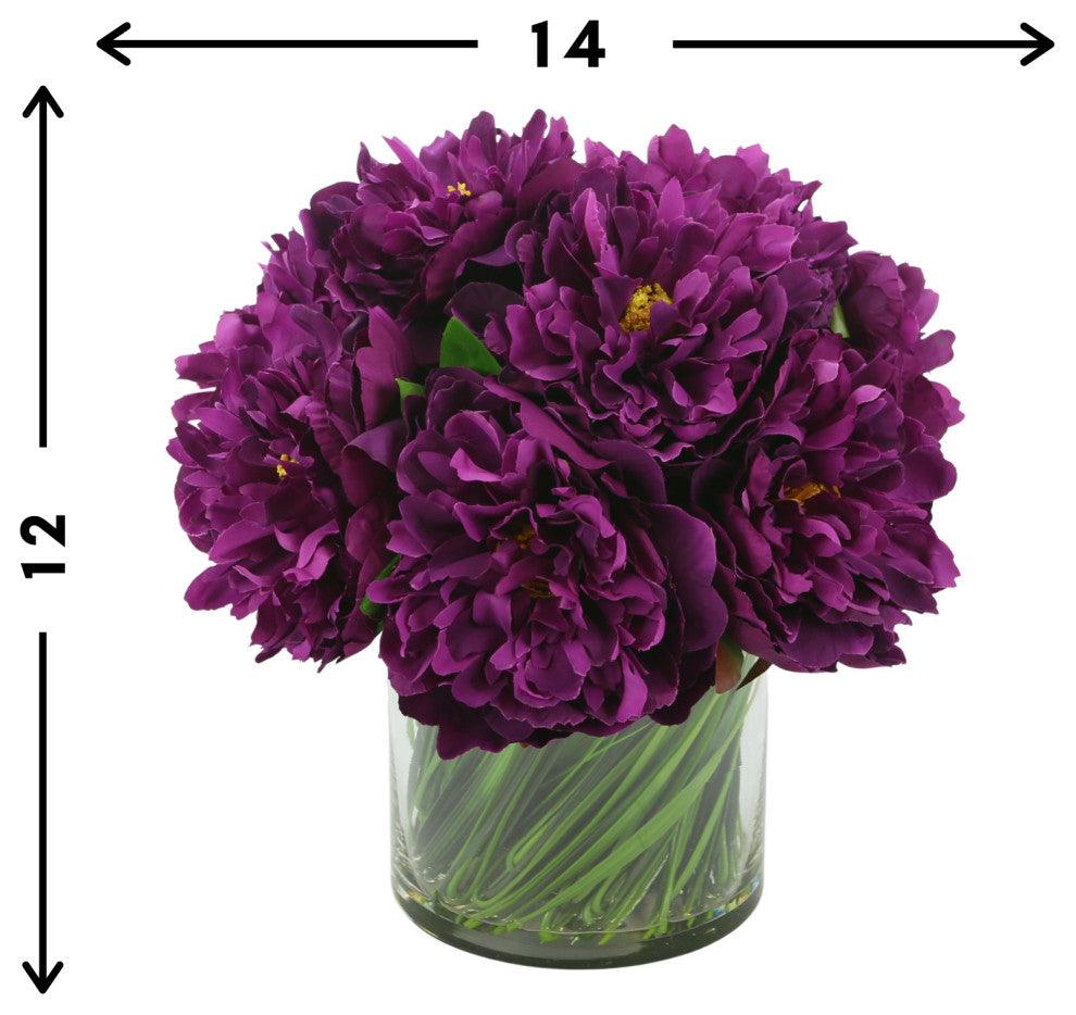 Purple Peonies  with Grass