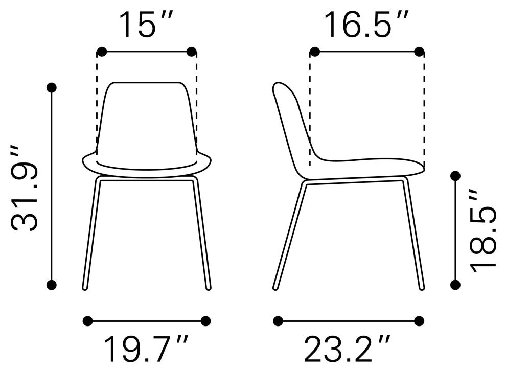 Byron Dining Chair, Set of 2 Gray