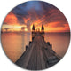 Glowing Sky And Long Wooden Bridge, Sea Pier Round Wall Art, 23"