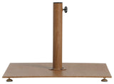 Fiji Patio Umbrella and Base, Black, Matte White Pole, Teak Belize Base