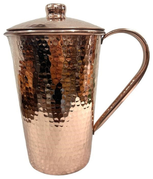 Set of 1 Shiny Copper Pitcher and 4 Tumblers