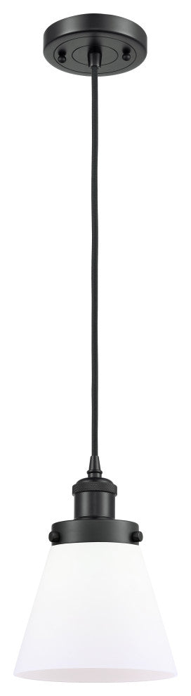 Small Cone 1-Light Mini Pendant, Matte Black, Matte White