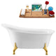 59" Streamline N1100GLD-IN-WH Clawfoot Tub and Tray With Internal Drain