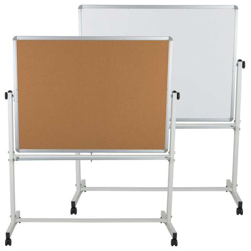 Hercules Reversible Cork and White Board Stand With Pen Tray, 53"x62.5"
