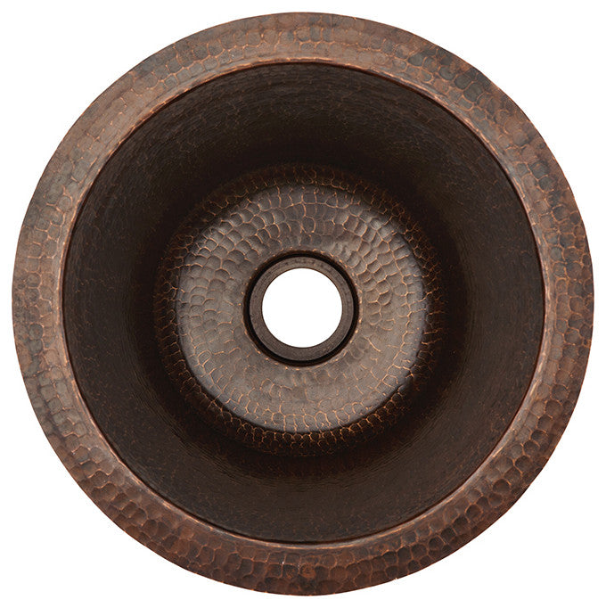 Premier Copper BR12WDB 12 Inch Round Hammered Copper Champagne Bar/Prep Sink
