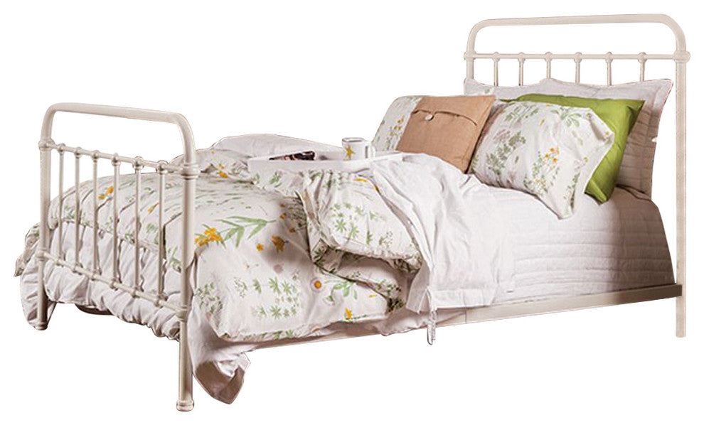 Benzara BM123719 Modern Full Size Metal Platform Bed, White