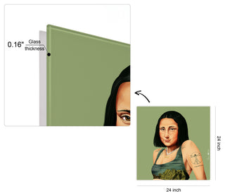 "Hip Mona Lisa" Frameless Reverse Printed Tempered Art Glass Wall Art