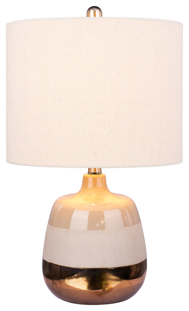 Ceramic Table Lamp With 3-Tone Effect in Gray, White & Gold, 22.5"