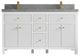 Sonoma 60 Double Sink Reeded Bathroom Vanity in White 2" Piatra Gray