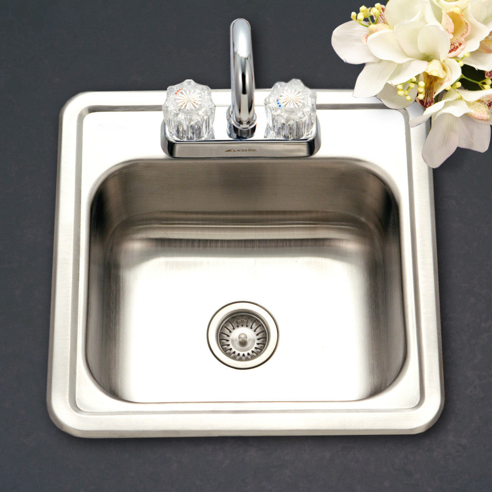 Houzer 1515-6BS Hospitality 15" Drop In Single Basin Stainless - Stainless