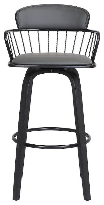 Willow Upholstered Wood Swivel Bar or Counter Stool