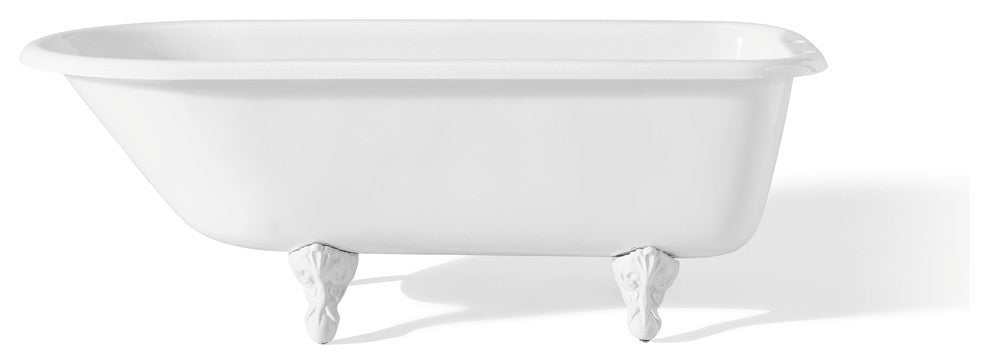 Cheviot Products Traditional Cast Iron Bathtub With Faucet Holes, White