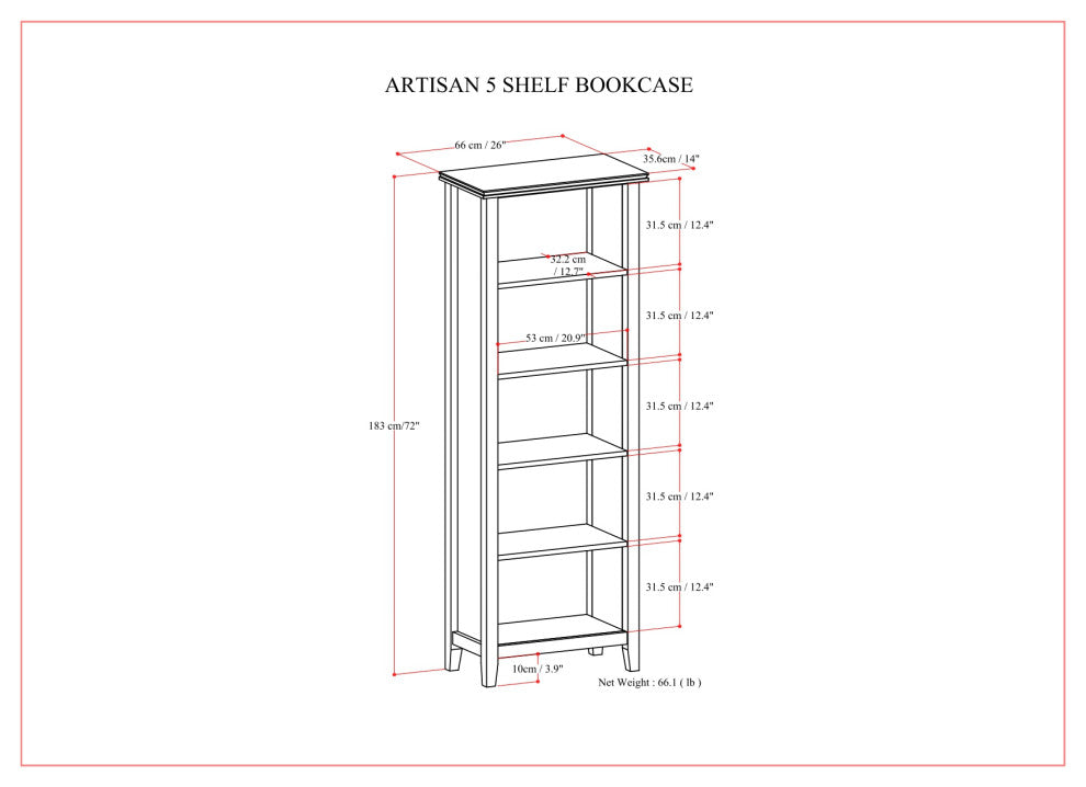Artisan 5 Shelf Bookcase