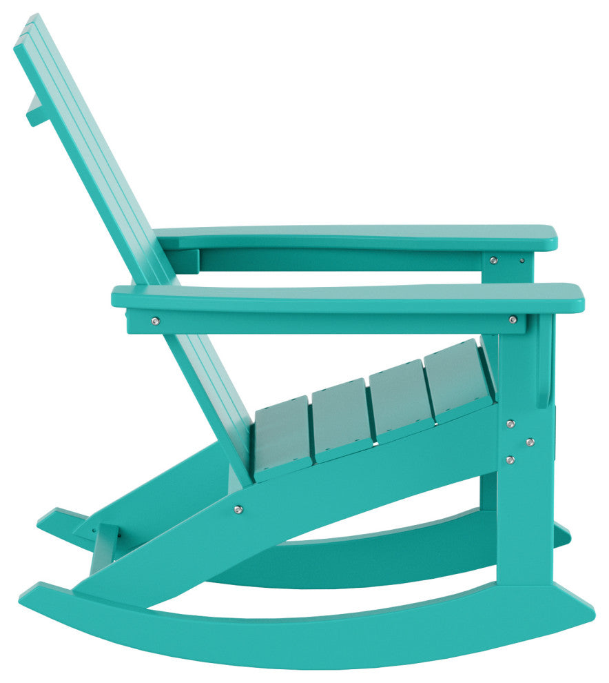 WestinTrends Set of 2 Modern Adirondack Outdoor Rocking Chairs, Turquoise