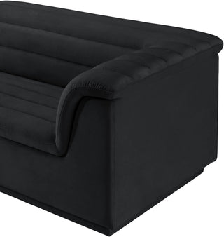 Cascade Upholstered Modular Sofa, Black, Velvet, Straight Sofa