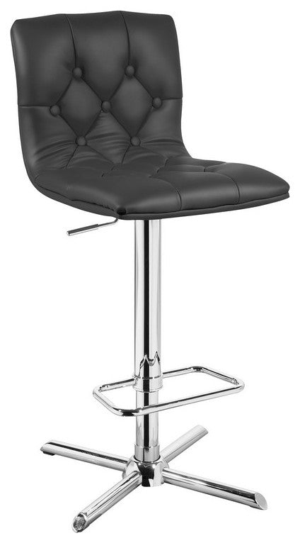 HomeRoots 35" Black Leatherette and Steel Bar Stool