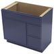 Vanity Art Birch Plywood Single Base Storage Cabinet, Blue, 36 Inch (Right Side Drawers)