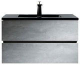 Venice Gray Single Bathroom Vanity, 36", Vanity, Black Sink, Mirror