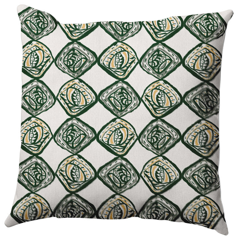 Cowry Check II Rug Pillow, Green, 26"x26"